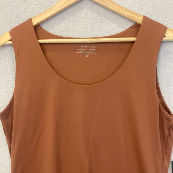 NWT TAHARI Nylon Blend Tank Top Modern Essentials Stretch Jersey Shell Brown NEW - Picture 3 of 8